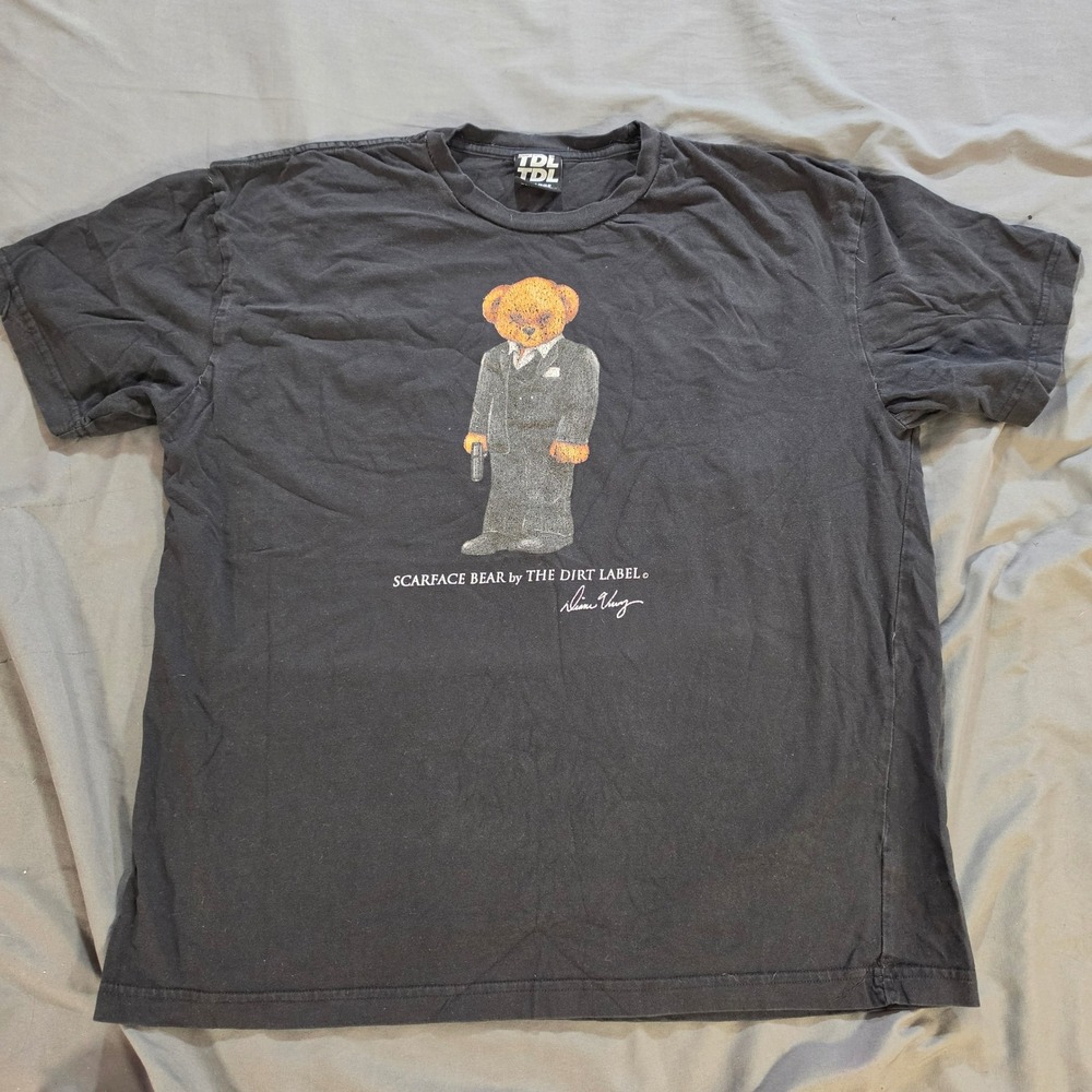 The Dirt Label Scarface Bear Graphic T-Shirt Black XL Made in USA Streetwear